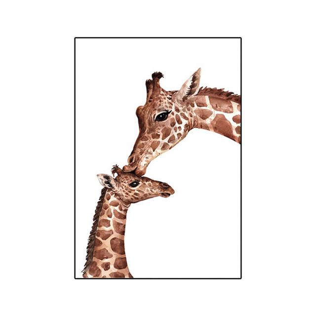 Funny Animal Family  Canvas Paintings Watercolor Cute Giraffe Posters and Print Wall Art for Living Room Wall Decoration Cuadros