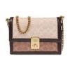 Hutton 22 Presbyopia Printed Chain Flip Leather Crossbody Bag Small Women's Brown and Black Color Matching