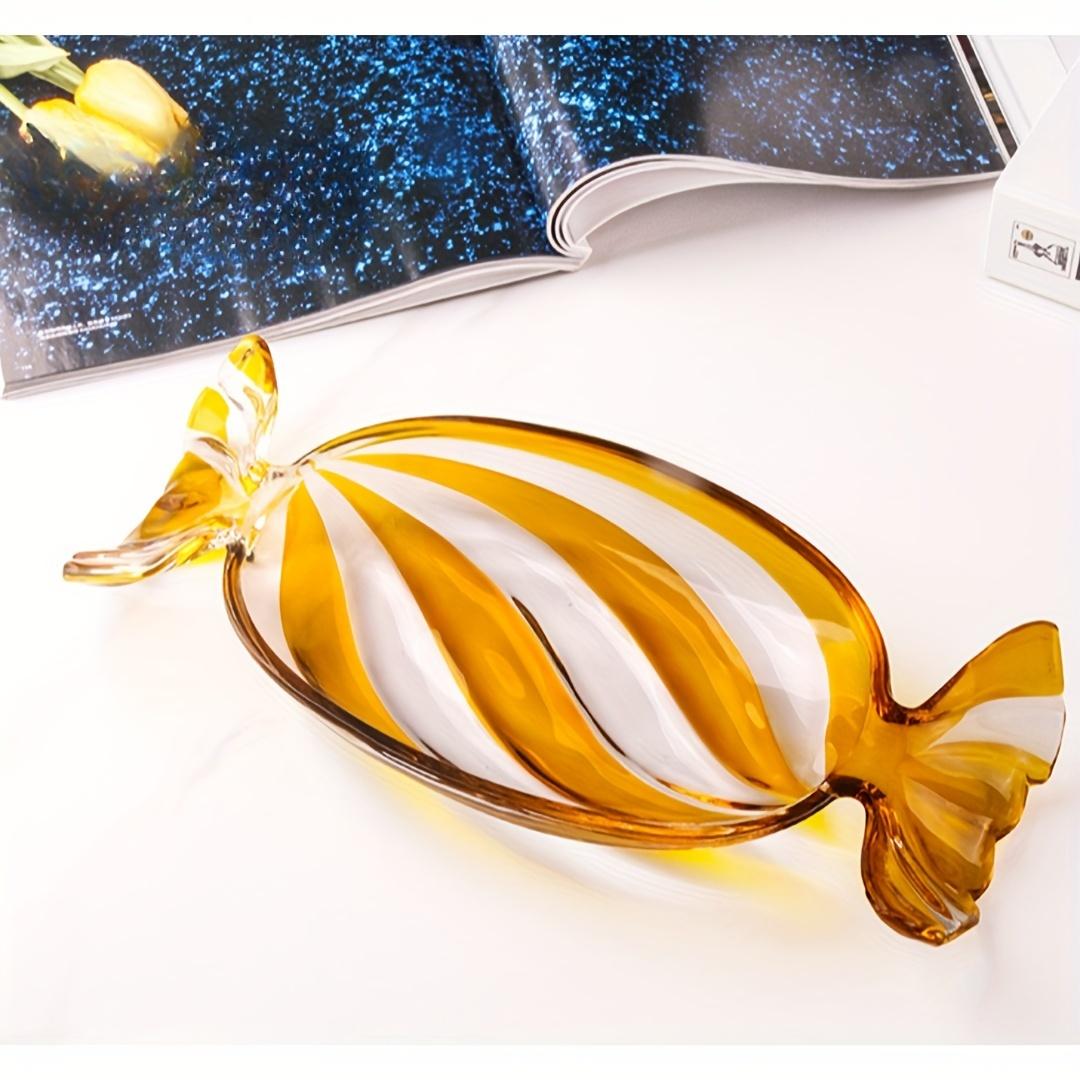 

Элегантный набор хрустальных стеклянных фруктовых ваз, креативная домашняя гостиная, блюдо для закусок и конфет, прозрачное стеклянное сервировочное блюдо для фруктов, орехов, прочный материал жёлтый