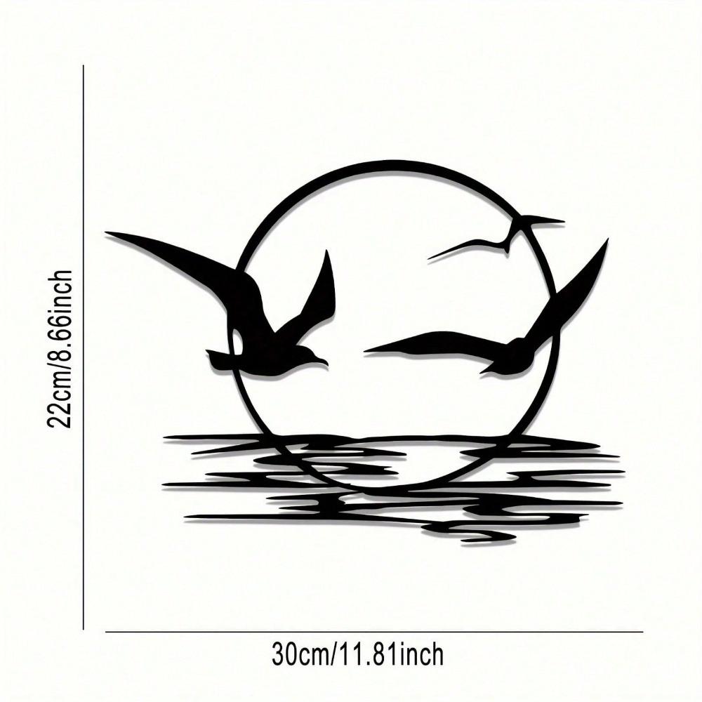Sunrise And Seagulls On Sea Minimalisty Metal Wall Art - Modern Home Decor For Bedroom, Living Room, Or Bathroom.