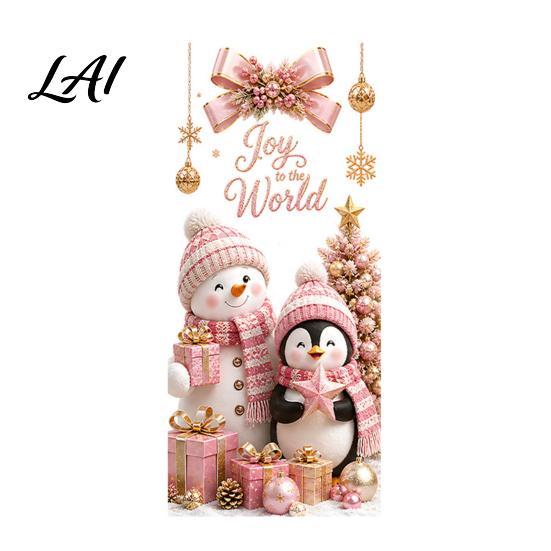 Home Holiday Decoration Christmas Window Clings Cute Snowman Santa Penguin Reindeer Stickers for Removable Festive Wall Art Glass Reusable