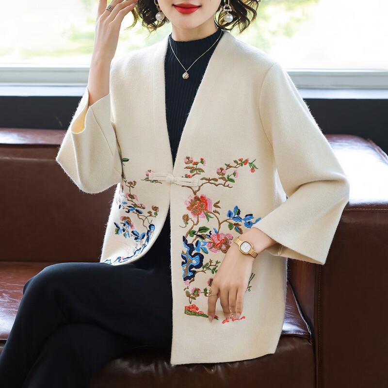 

Elegant Women s Chinese Style Knitted Cardigan 3XL