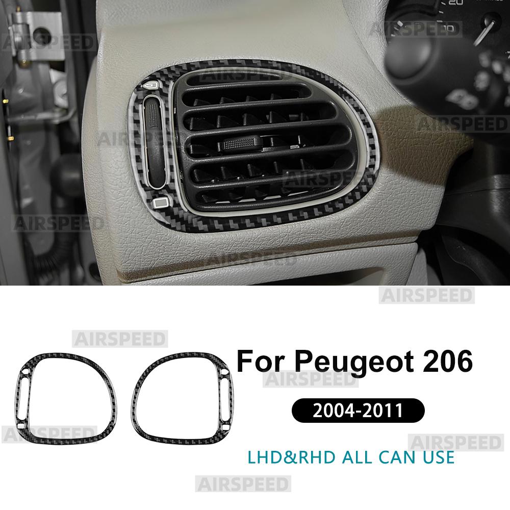 Real Soft Carbon Fiber Sticker For Peugeot 206 2001 2002 2003 2004 2005 2006 2007 2008 2009 2010 Car Side Air Outlet Frame