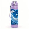 1PC Blue Ocean Wave Swirl Art Print 750ml Color Plastic Sports Water Bottle Leakproof Flip Straw Lid Suitable for Sports Office Home Use