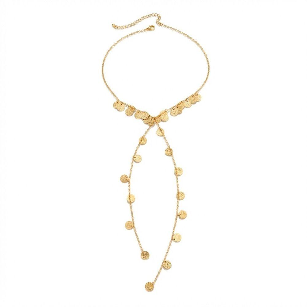 

New Round Pendant Tassels Pendant Gold Elegant Clavicle Sequin Design Boho Choker Women Jewelry