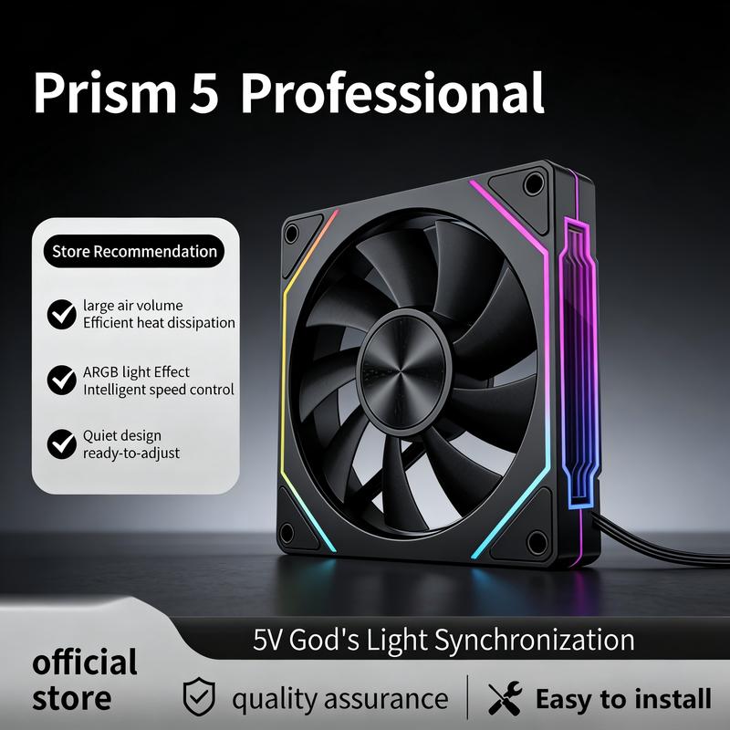 LDPCSJ Prism 4RS 120mm ARGB PC Case Fan with Infinity Mirror Design Motherboard Sync 4PIN PWM CPU Cooler Ventilador White Forward 1PCS