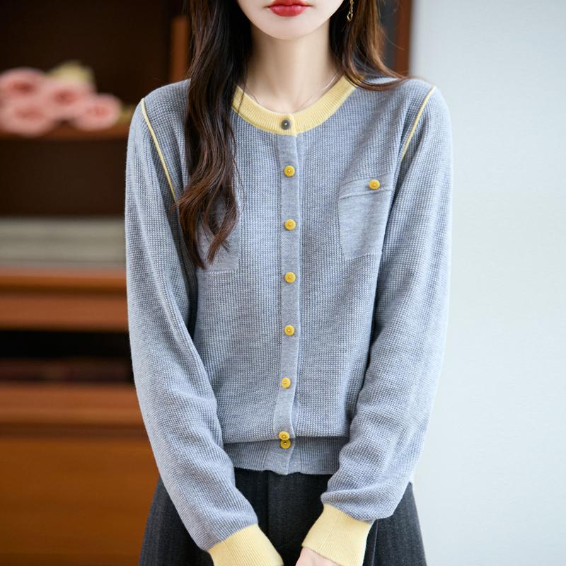QingHe Cashmere Women's 30% Cashmere Cardigan - Soft & Warm Wool Blend Sweater