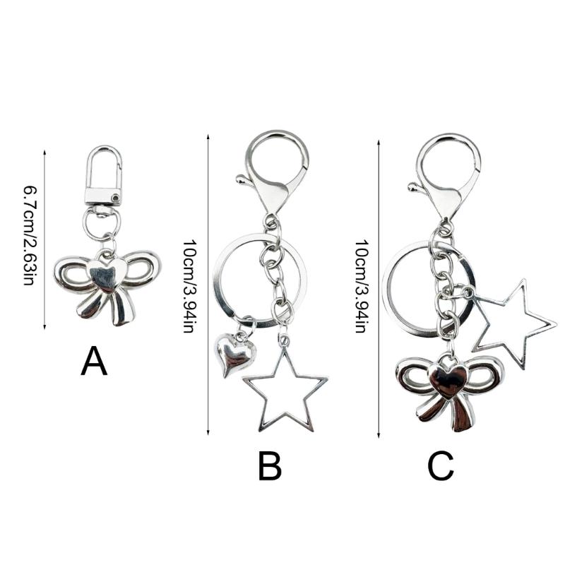 Bowknot/Heart/Star Pendant Pendant Keychain Stylish Keyring for Women Girls Bag Charm Elegant Purse Backpack Accessory