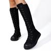 Scarpe da ginnastica alte da donna taglie forti, stivali alti fino al ginocchio con lacci e cerniera laterale – Collezione Primavera 2025.