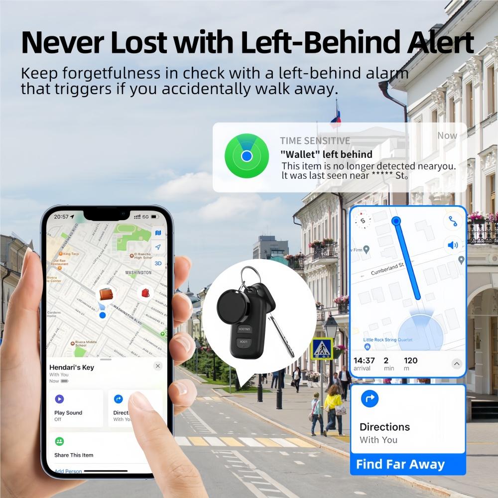 Mini GPS Tracker Device Anti-Lost Reminder for Pet Kids Bag Key Wallet Compatible IOS/ Android App Finder Locator