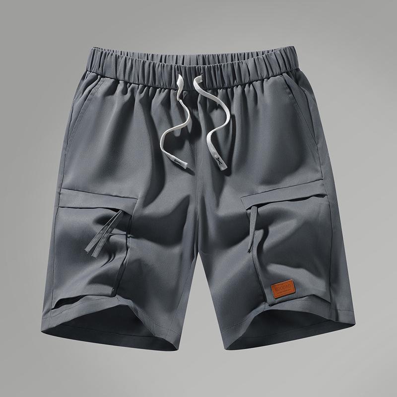 

2025 Мужские спортивные шорты карго больших размеров из ледяного шелка, быстросохнущие, дышащие M темно-серого