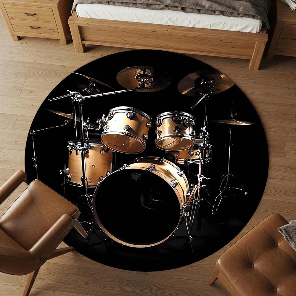 1 Stück Schlagzeug Runder Stuhlmatte Teppich - Rutschfest, Bodenmatte für Büro, Schlafzimmer, Heimdekoration Weihnachtsgeschenk p0811433