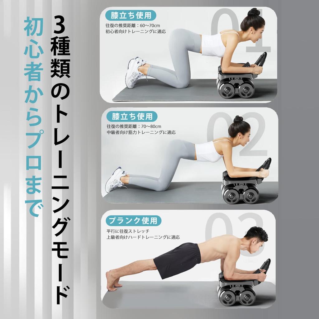 JPStriv Ab Roller, Quiet, Automatic Return, Anti-Tip Six-Wheel Stability, Compact Storage, Stretching, Exercise Roller, Easy Assembly, Diet Aid (Black