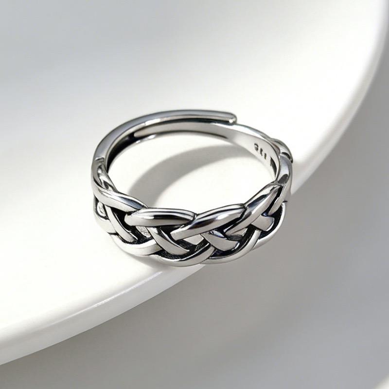 Xiaomi BF CLUB 925 Sterling Rings for Women Simple Geometric Handmade Irregular Retro Chain Ring Allergy For Birthday Gift