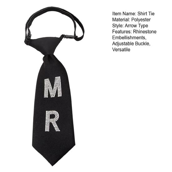 Shirt Tie Adjustable Buckle Neck Strap Short Version Rhinestone Letters MR MRS Necktie Parties Romantic Couple