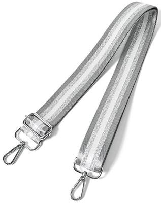 ENTRAMBI Shoulder Strap for Bags, Shoulder Belt, Women's (Striped Gray X Silver)