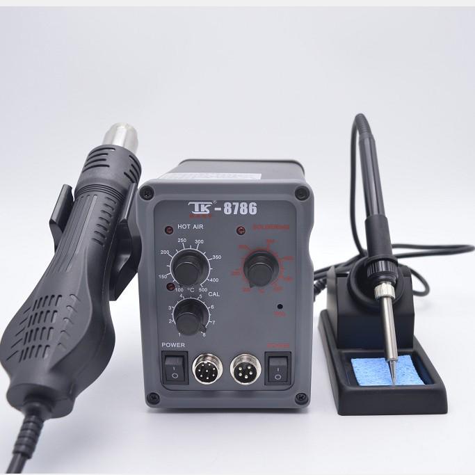 Tek TK8786D Dual Digital Soldering Station with Two-in-One Hot Air, Detachable Tip, and Auto Sleep