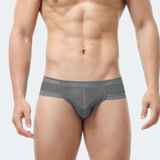 Men Briefs Solid Color Low-rise Ice Silk Briefs U-Convex Large Space Not Tight Underwear Ultra-thin Panties