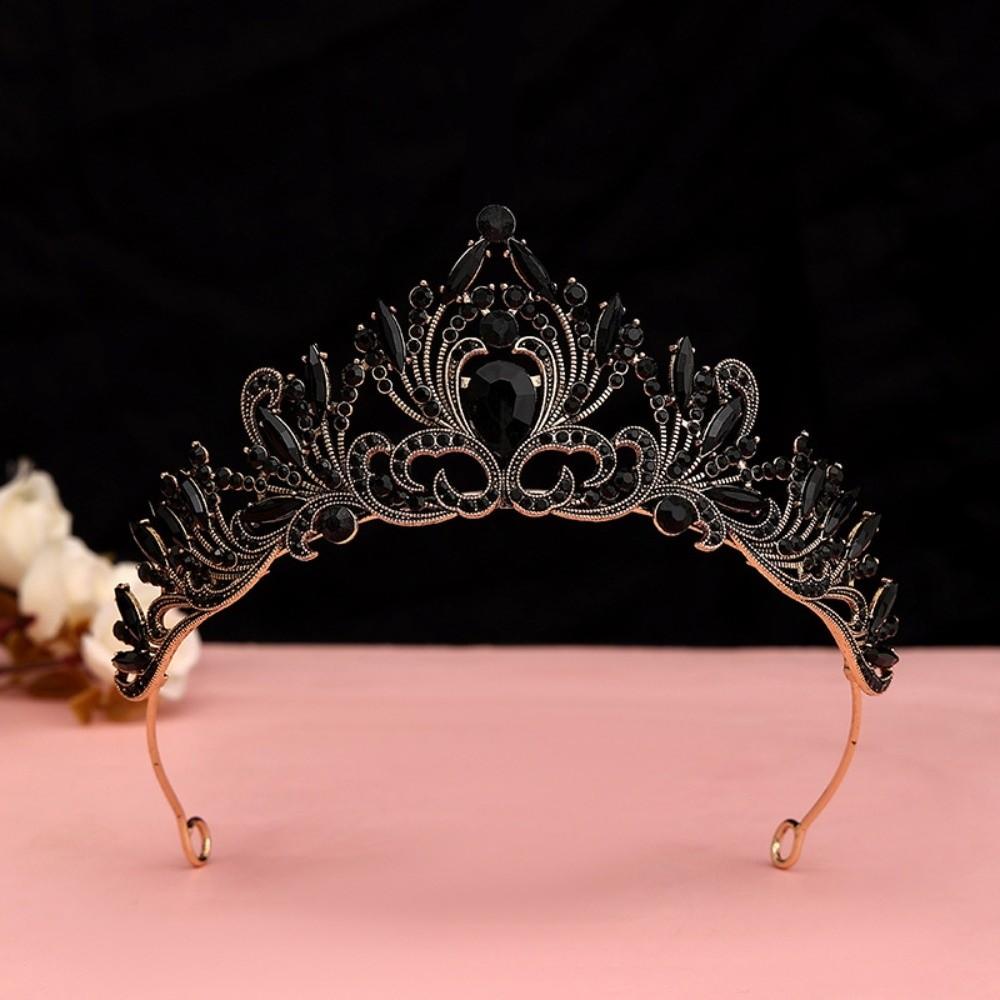 Vintage Baroque Crown Antique Bronze Princess Rhinestone Tiara  Birthday Head Jewelry