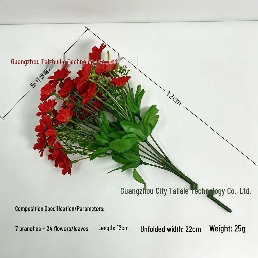 Realistic 7-Fork Daisy Campanula Artificial Silk Flower for Indoor/Outdoor Decoration