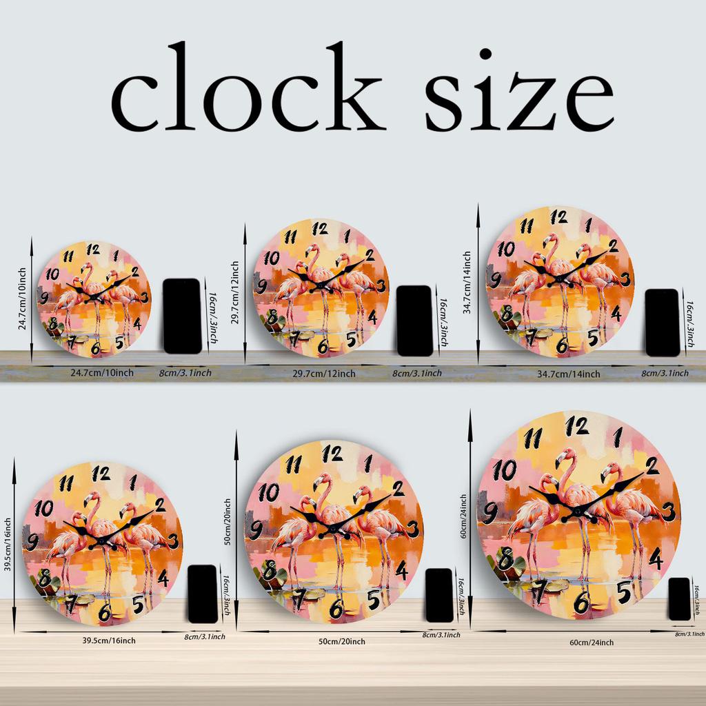 Superior-Grade Flamingo Tropical Premium-Quality Pattern Premium-Quality Wooden High-Standard Wall Superior-Grade Clock 10-16Inch High-Standard