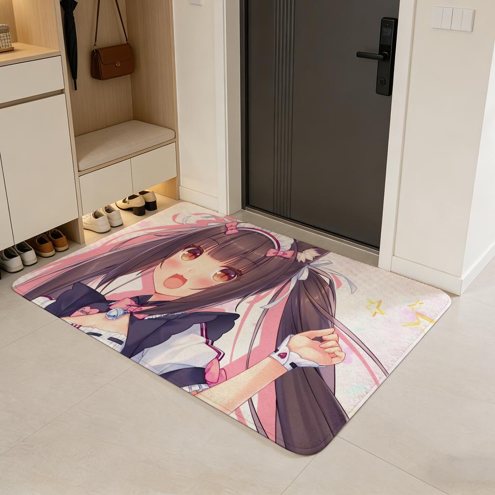 game N-Nekopara Floor Mat Flannel Door Mat Non-Slip Absorbent Washable Indoor Home Rug
