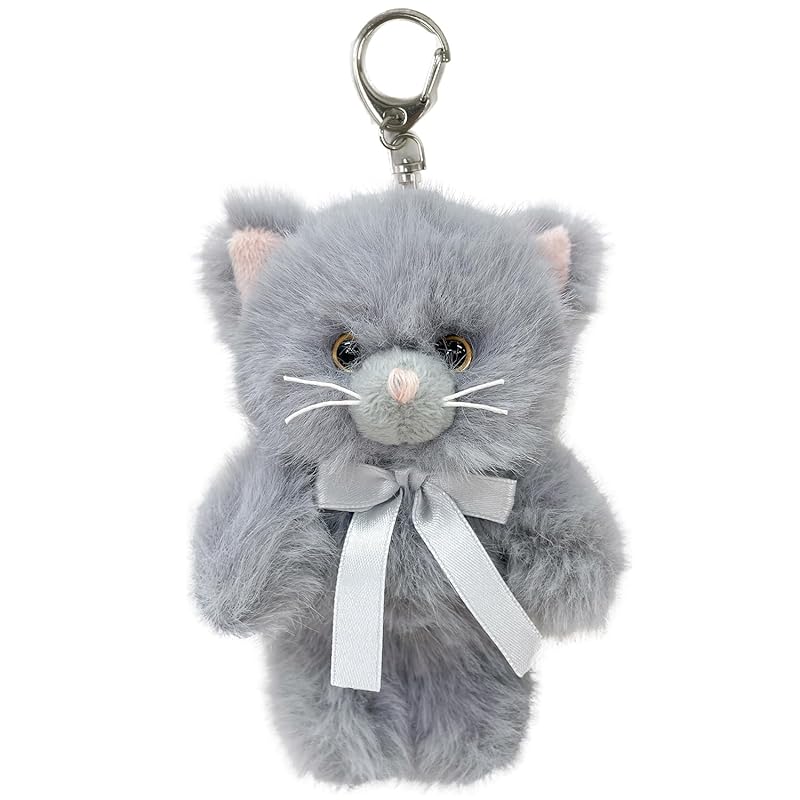 

[Stream] stream market stuffed keychain mascot key ring strap charm stuffed toy cat doll Smaller cute Fashionable small Fluffy gray cat Goods