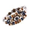 European & American Beaded Eye Cowhide Bracelet - Adjustable Genuine Leather Jewelry for Men & Women.