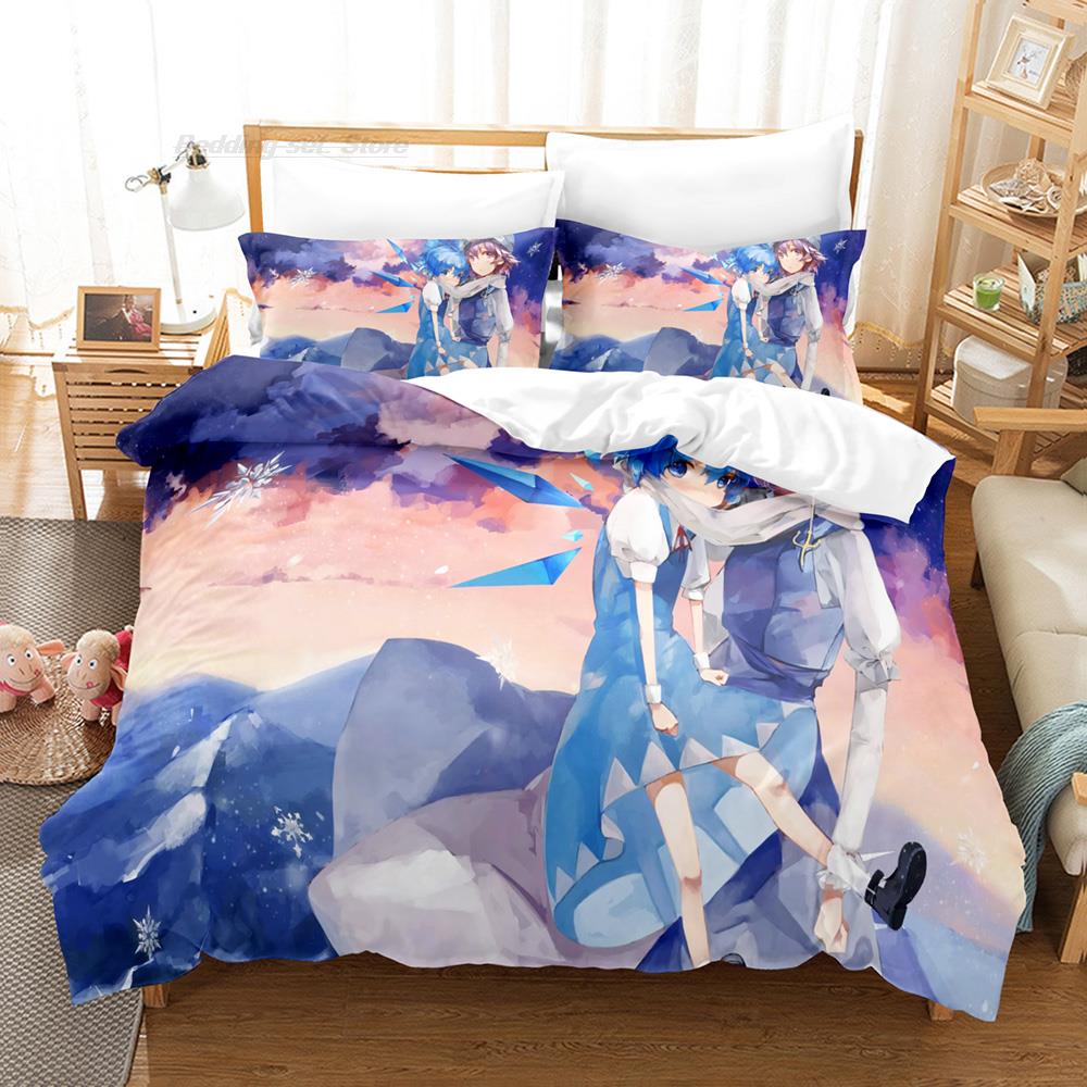 Touhou Project Bedding Set Single Twin Full Queen King Size Bed Set Aldult Kid Bedroom Duvetcover Sets 3D Print Cartoon Kawaii