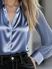2026 European & American Satin Women's Long Sleeve Lapel Shirt - Solid Color, Stylish & Professional
