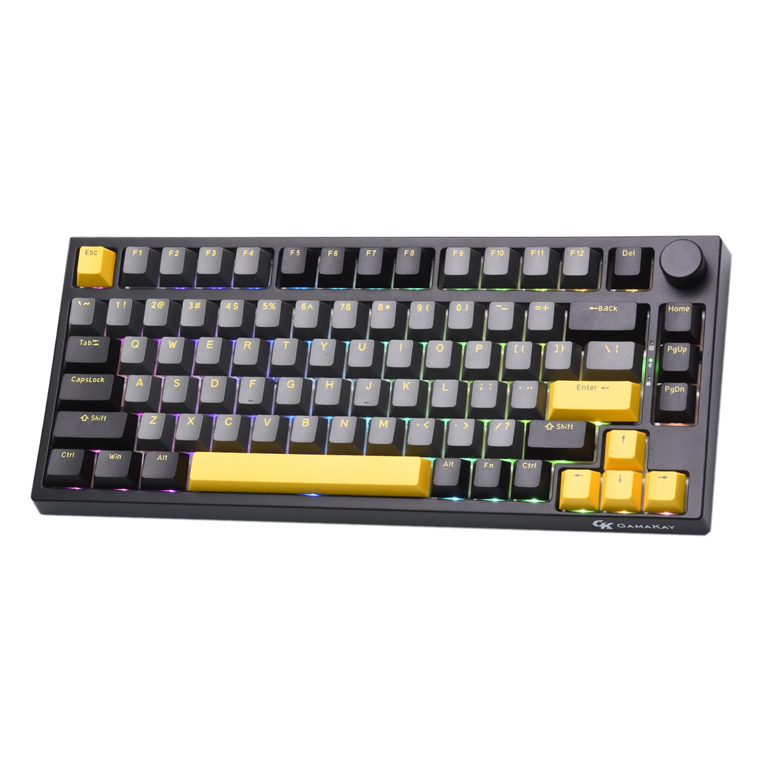 

GK GAMAKAY TK75SE Gaming Gasketed Mechanical Hot Bluetooth RGB Cherry 81 Keys Outemu Yellow Keyboard, Keyboard, 75% Wireless, Swappable,