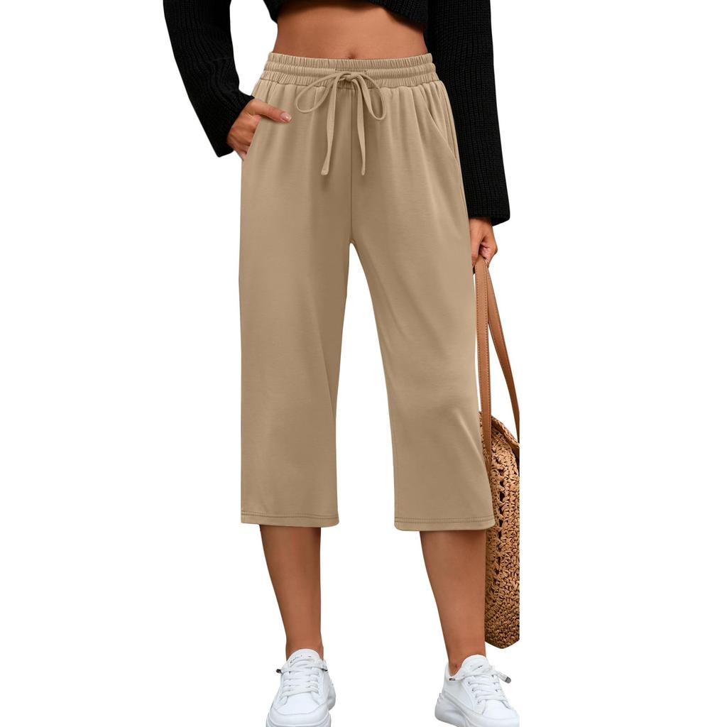 Women's   Sweatpants Drawstring Capris with Pockets Wide Legs Jogger Workout Yoga Pants