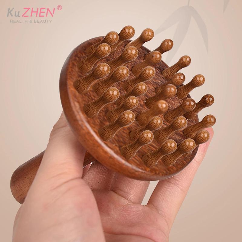 1pcs Portable Sandalwood Gua Sha Massage Brush Head Neck Abdominal Leg Body Meridian Massager Wooden Massage Tools