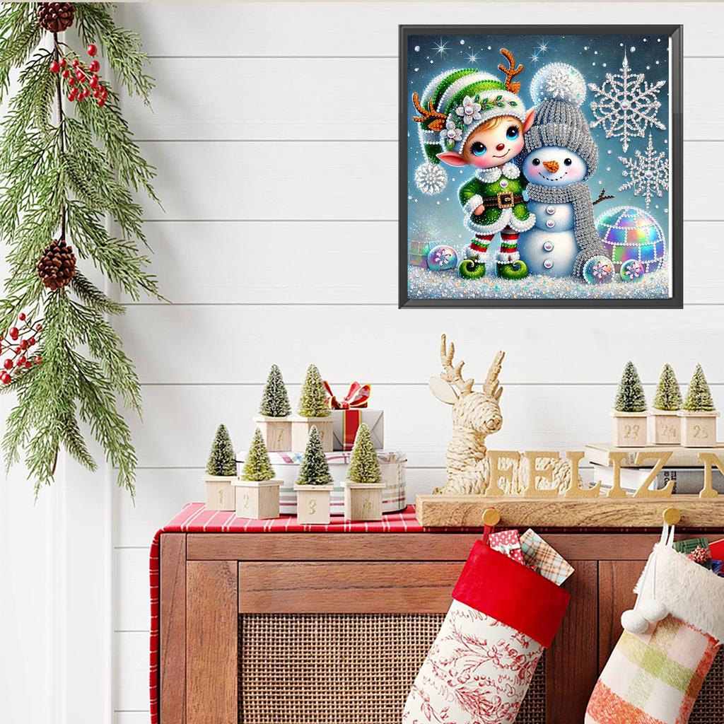 Snowman 5D DIY Diamond Art Painting Kits for Gift Home Wall Decor Special Shape Partial Drill Dimond Art Paintings 11.81x11.81in