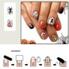 NonToxic Fake Nail Set Matte Orange Glitters Ghostly Stripes Designs Comfortable Plastic Nail Art For Sensitive Skin