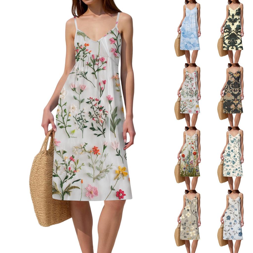 Dámské špagetové šaty bez zad s mašlí, volné, ležérní, plážové, prázdninové, letní šaty