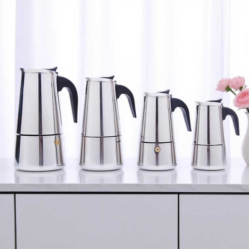 Coffee Pot Stainless Steel Filter Italian Espresso Coffee Maker Percolator Tool 200/300/450/600Ml Moka Coffee Maker Coffee Pot