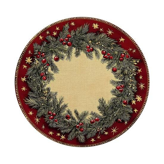 Tapis décoratif d'isolation thermique Rond Set de table de Noël, 14 pouces Motif festif Antidérapant Protecteur de table, Protecteur de table pour maison de vacances Endroit pour
