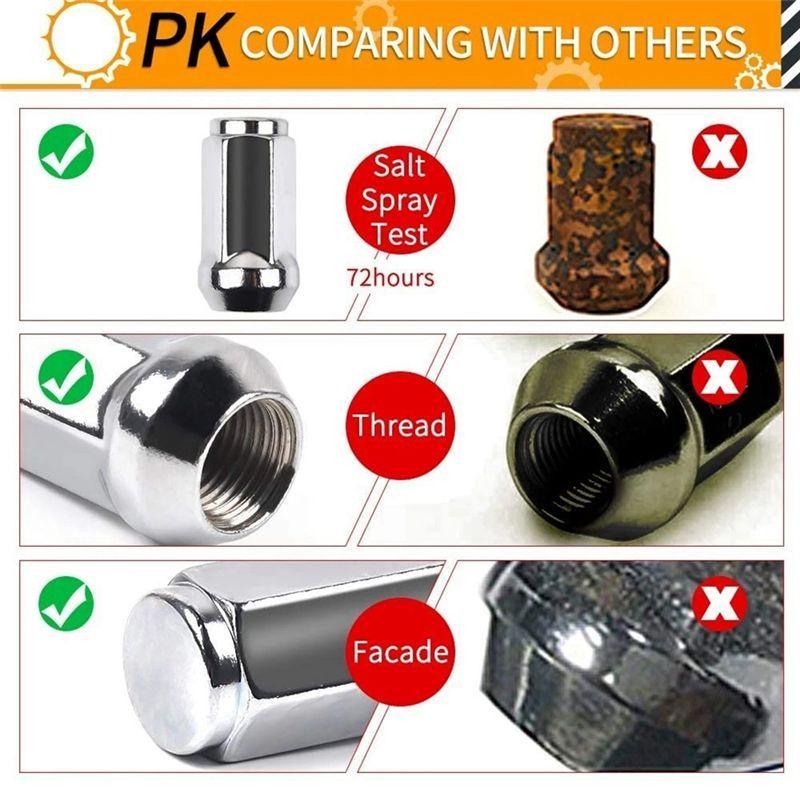QB-24Pcs Car Lug Nuts M14X1.5 Thread Cone Seat Car Wheel Nuts Parts Accessories For Ford Silverado GMC 1999-2019