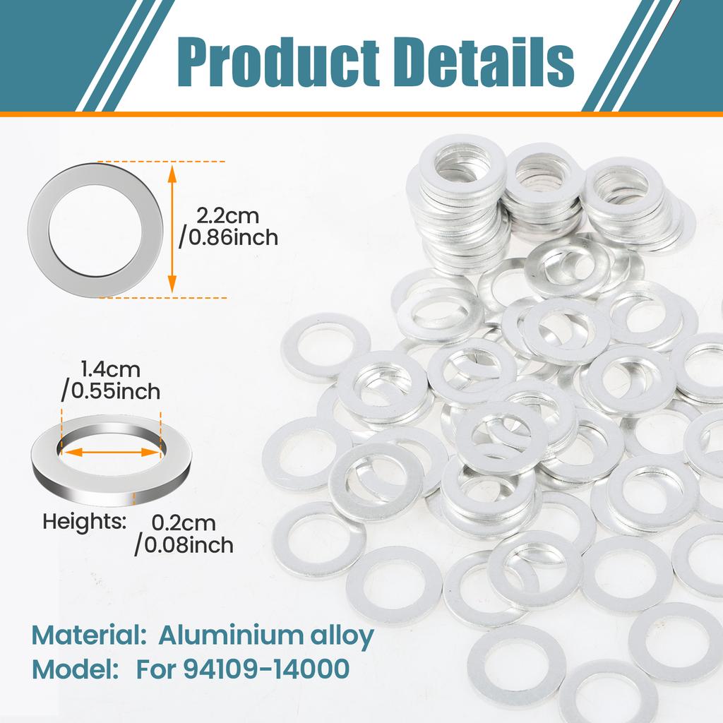 14mm Oil Drain Plug Gasket Aluminum Alloy Engine Oil Crush Washers Anti-Slip Seals Replacement Automotive Exterior Accessories