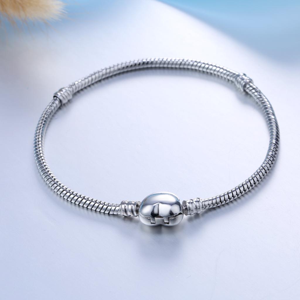 LUXY MOON Fashion DIY Bracelet with 3mm Snake Bone Chain Pure Copper Silver Plated Love Base Chain