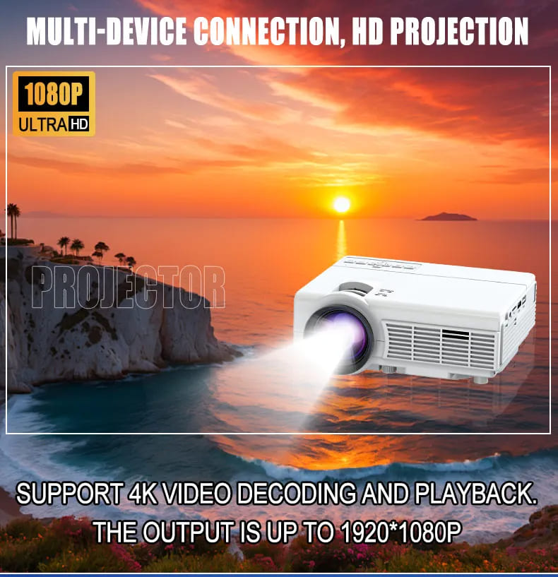 Leistungsstarker tragbarer Projektor 4k 1920*1080P HD-Auflösung Intelligente Steuerung 5G WiFi BT5.0 Heimkino Outdoor-Film-LED-Projektor