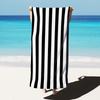 Fun Black and White Striped Beach Towel, Modern Graphic Art Quick-Dry Sand-Free Microfiber Bath Towel for Picnic and Camping