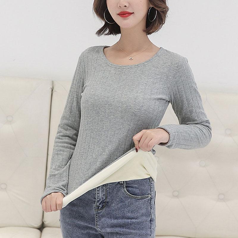 Women Warm Lined Crew Neck Long Sleeve Shirt Round Neck Winter Shirt Sweatshirt Women Warm Lined Crew Neck Long Sleeve Shirt Round Neck Winter Shirt Sweatshirt