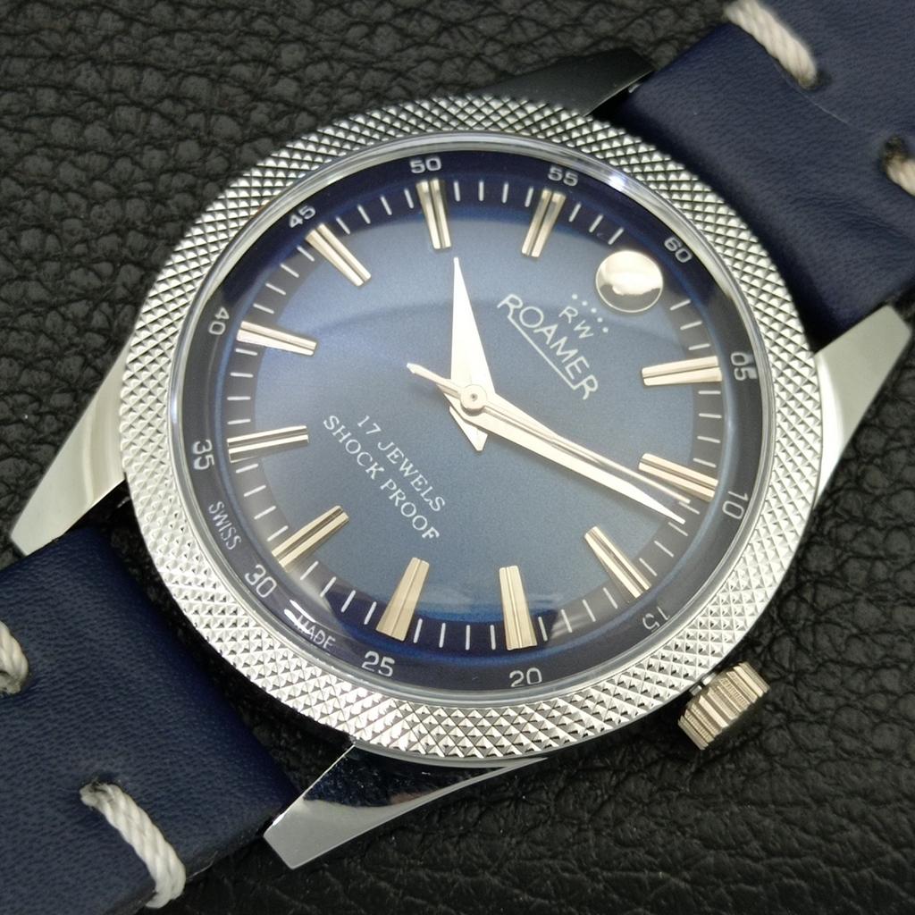 REFURBISHED VINTAGE HAND-WINDING SWISS MENS BLUE COLOR DIAL WATCH a707122-1