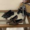 Inner Height Increase French Mary Jane Fluffy Shoes Women Spring and Autumn New Gray Woolen Single Shoes Women Platform Fairy Evening
