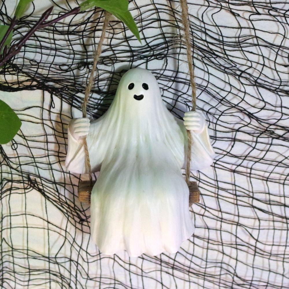 Small Figurine Car Decor Pendant Resin Ghost Ornaments Ghost Swing Pendant  Halloween Decoration