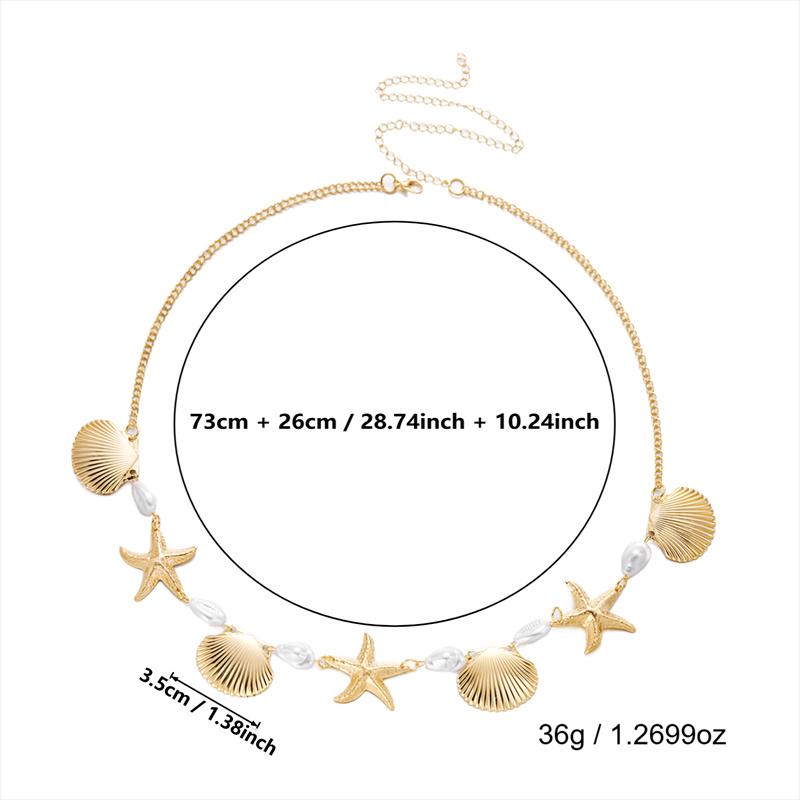 Boho Ocean Starfish Shell Belly Chain Women Metallic Waist Belt Summer Holiday Bikini Jewelry