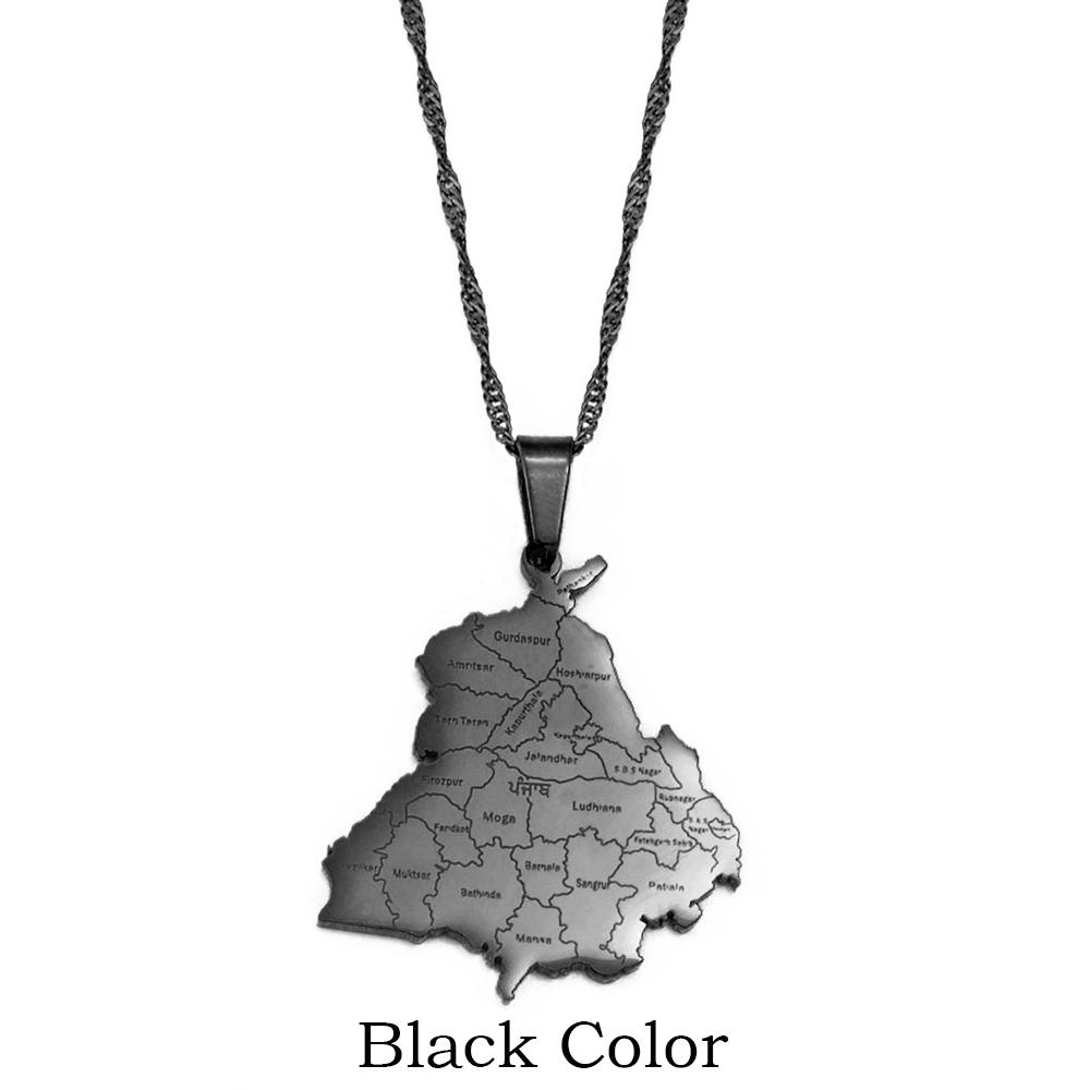 Anniyo 3.2cm India Punjab State Map Pendant Necklace Jewelry #233521 60cm or 23.7 Inches