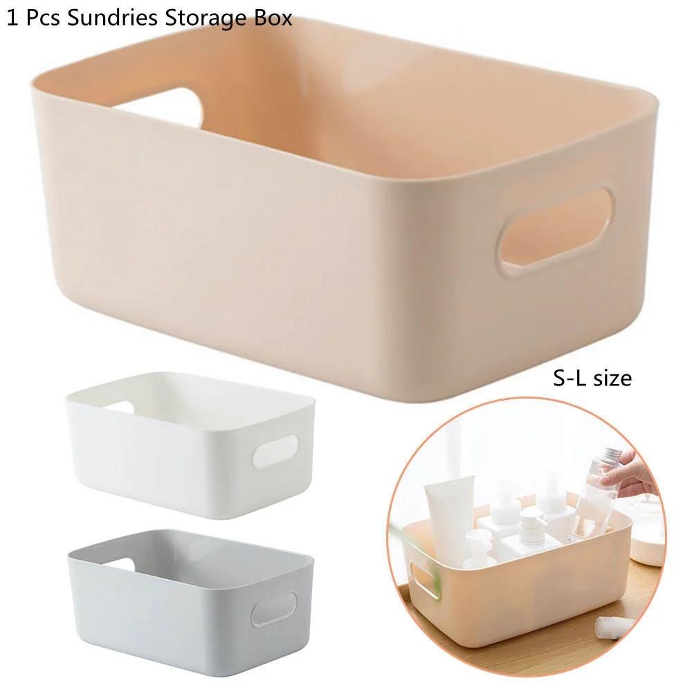 1Pc Desktop plastic cosmetic storage box Bathroom kitchen storage basket S-L Dormitory miscellaneous storage box